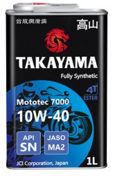 Масло моторное TAKAYAMA Mototec 7000 4T SAE 10W-40 API SN JASO MA-2 (1л) 1*12шт
