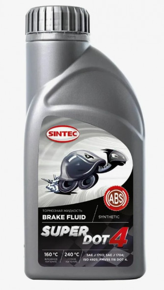 Жидкость тормоз. ДОТ-4 Sintec SUPER 0,455гр (1*25шт)