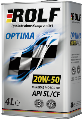 Масло мотор. ROLF. Optima SAE 20W50 API SL/CF  (4 л) 1*4шт