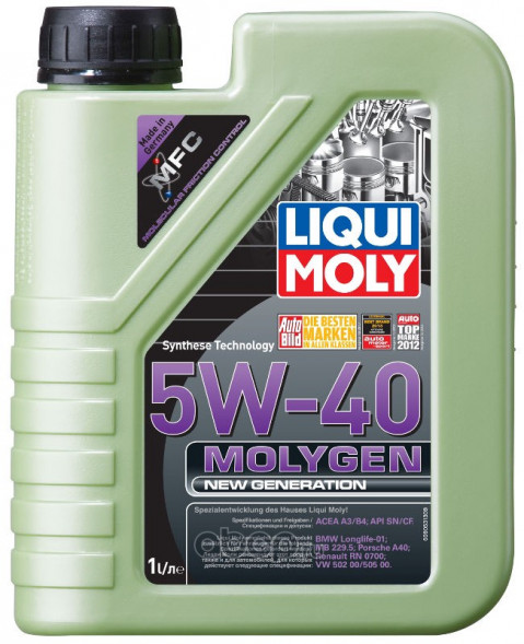 Масло мотор.  5W40 Liqui Moly Molygen New Generation SN A3/B4 пластик (1 л.) 1*6 шт. (9053)