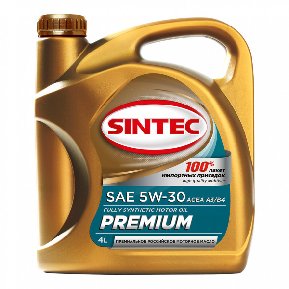 Масло мотор. SINTEC PREMIUM 9000 SAE 5W30 ACEA A3/B4 API SL/CF 4л (1*4шт)