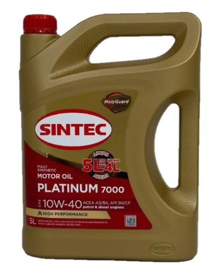 АКЦИЯ 5л по цене 4л Масло мотор. SINTEC PLATINUM 7000 10W-40 A3 B4 SN CF 5л (1*4шт)