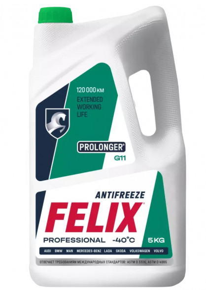 Антифриз FELIX PROLONGER, G11  зелен в п/э кан. 5кг (4шт) Акция