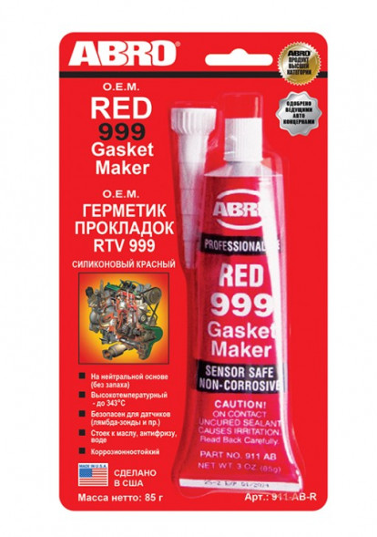 Герметик прокладок силиконовый ABRO высокотемпературный красный (85 гр.) 1*12 шт. (911ABRU)