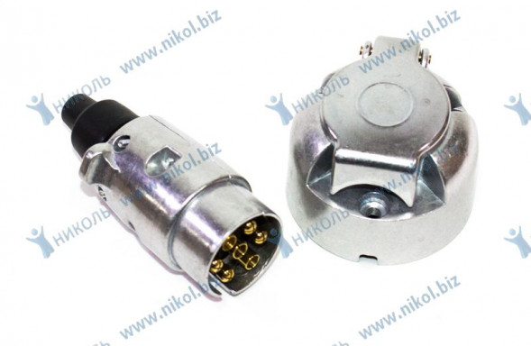 Вилка прицепа с розеткой (металлич.) 12В NOVA-PRO