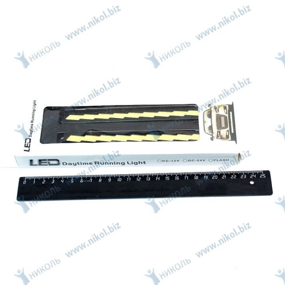 Дневные ходовые огни (1 COB) зигзаг, провода, черный, скотч (17см)