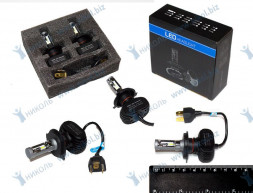 Лампа светодиод Н4 12-24V 6000K 5000 Lm в кор. (кт=2шт) пассивная с-ма охл-я