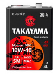 Масло моторное TAKAYAMA Mototec 5000 4T SAE 10W-40 API SM JASO MA-2 металл (4л) 1*4шт