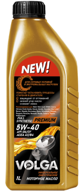 Масло мотор. 5W40 Волга-Ойл Premium ACEA A3/B4 API SN/CF 1л (1*12шт)