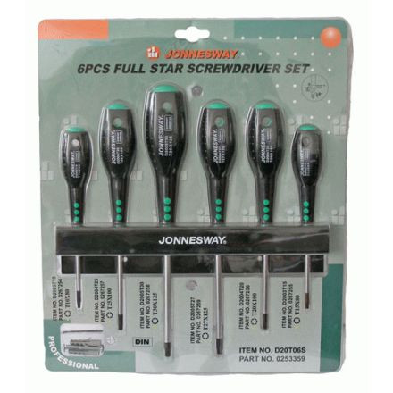 D20T06S Набор отверток стержневых TORX® FULL STAR, 6 предметов