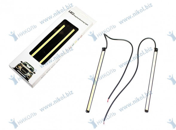 Дневные ходовые огни (1 COB) провода, черный, скотч (17см) 2 эт.диоды