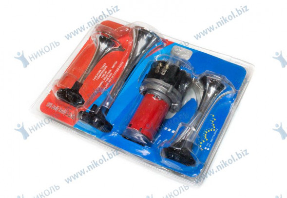 Сигнал звуковой 3 рожковый (компрессор) 12V хром