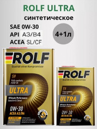 Масло мотор. ROLF ULTRA 0W30 A3/B4 SL/CF 4л+1л (1*3шт)