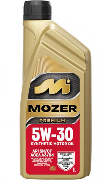 Масло мотор. 5w30 MOZER Premium SN/CF А3/В4 (синтетика) 1л
