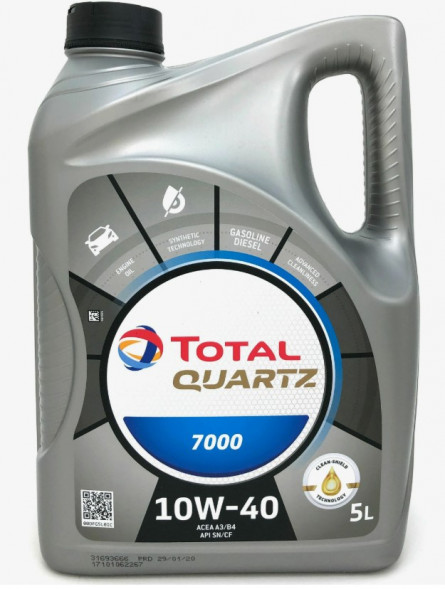 Масло мотор. 10W40 TOTAL QUARTZ 7000 API SN/CF ACEA A3/B4 пластик (5 л.) 1*3 шт.