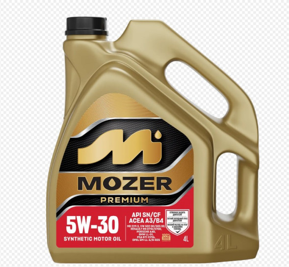 Масло мотор. 5w30 MOZER Premium SN/CF А3/В4 (синтетика) 4л