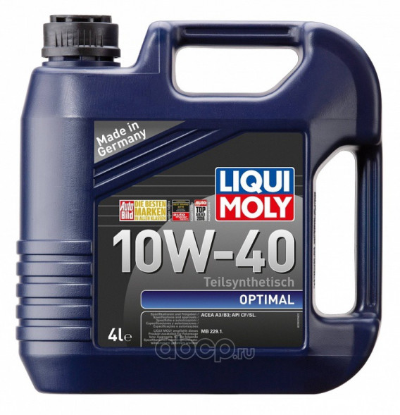 Масло мотор. 10W40 Liqui Moly Optimal SL/CF A3/B3 пластик (4 л.) 1*4 шт. (3930)