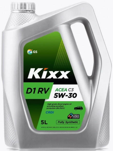 Масло мотор.  5W30 Kixx D1 RV API SN ACEA C3-16 пластик (5 л.) 1*3 шт.