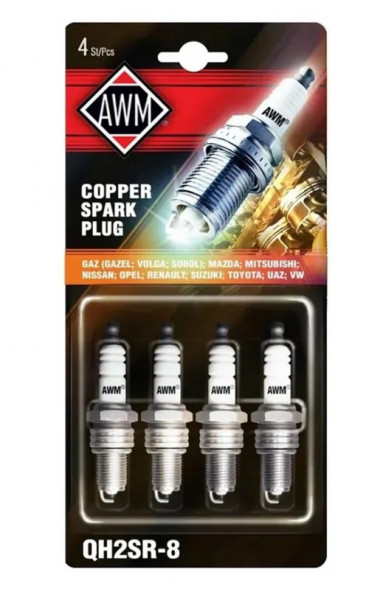 Свечи зажигания AWM QH2SR-8, медь, блистер (4 шт)