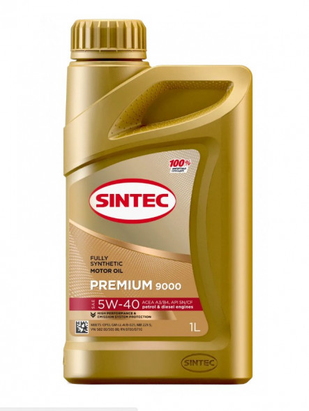 Масло мотор.  5W40 SINTEC PREMIUM 9000 A3/B4  SN/CF   (1л) 1*12шт