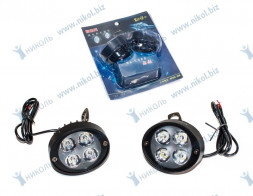 Фара пр-тум универ 4 диода, 12W, направленный свет, аллюм.корпус (влагопылезащищ), 12/24V (к-т=2 шт)