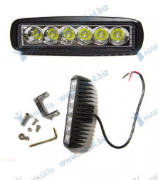 Фара пр-тум универс 6 диодов, 18W, направл.свет, аллюм.корпус (влагопылезащищ), 12V