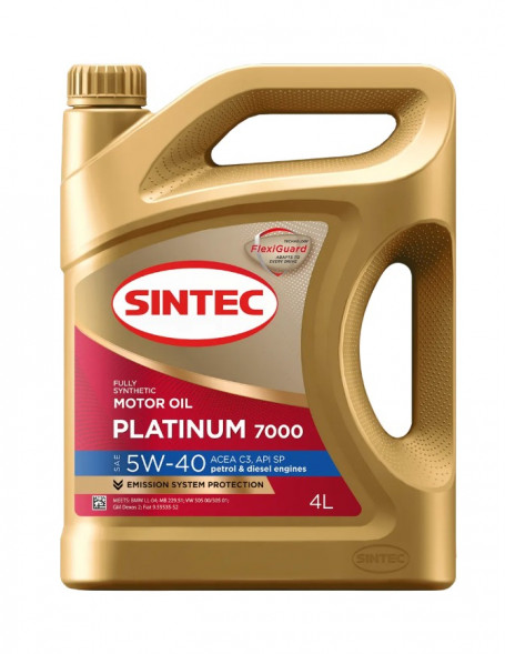 Масло мотор.  5W40 SINTEC PLATINUM 7000 C3  SP  (4л) 1*4шт