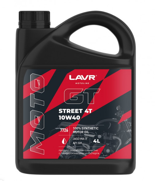 Ln7726 Масло мотор. 4T 10W40 SM GT STREET, LAVR MOTO 4 л 1*4шт