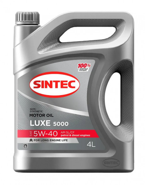 Масло мотор. SINTEC LUXE 5000 SAE 5W40 ACEA A3/B4 API SL/CF 4л (1*4шт)