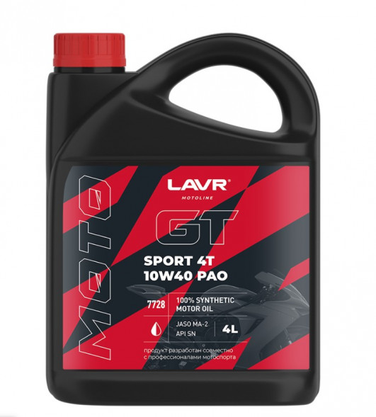 Ln7728 Масло мотор. 4T 10W40 SN GT SPORT, LAVR MOTO 4 л 1*4шт