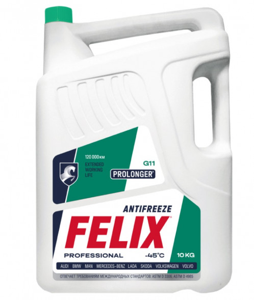 Антифриз FELIX PROLONGER, G11  зелен в п/э кан.10кг (2шт)