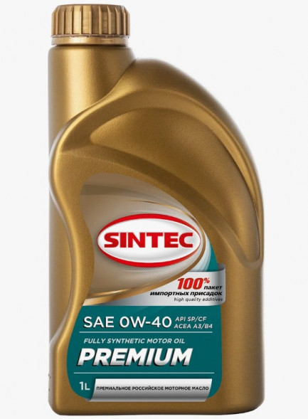Масло мотор. SINTEC PREMIUM SAE 0W40 ACEA A3/B4 API SP/CF 1л (1*12шт)