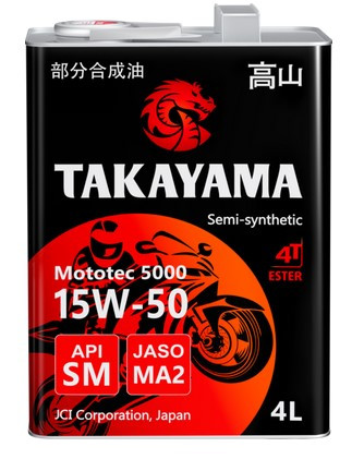 Масло мотор. 4T 15W-50 TAKAYAMA Mototec 5000 SM JASO MA-2 4л (1*4шт)