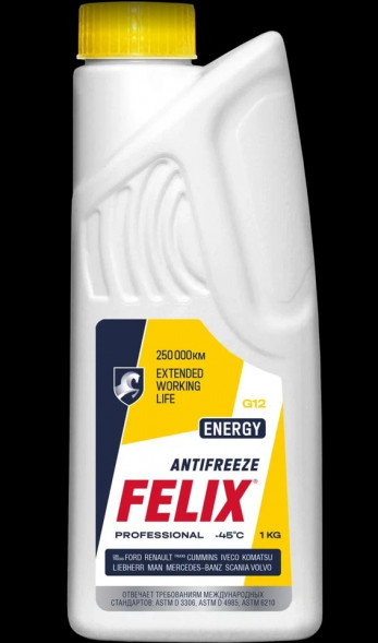 Антифриз FELIX ENERGY, G12+, желтый в п/э бут.1кг (15шт)