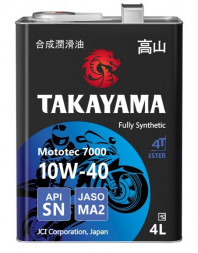 Масло мотор. 4T 10W-40 TAKAYAMA Mototec 7000 SN JASO MA-2 (4л) 1*4шт