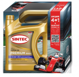 Акция 5л по цене 4л Масло мотор. SINTEC PREMIUM 9000 SAE 5W30 ACEA C3 API SN (5л) 1*4шт