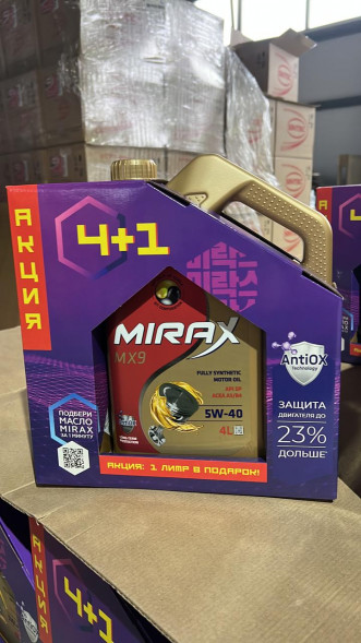 Акция 4+1 Масло моторное MIRAX MX7 5W40 ACEA A3/B4 API SL/CF 4л+1л (1*3шт)