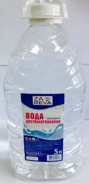 Вода дистиллированная &quot;ZAREVA&quot; 5л (1*2шт) (144шт.)