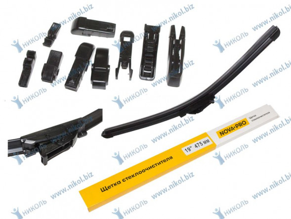 Щетка ст/оч бескаркасная 19&quot;- 475мм с адаптерами NOVA-PRO