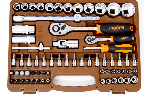 OMT82S12 Набор инструмента универсальный 1/4&quot;, 1/2&quot;DR с головками торцевыми 12-гранными 1/2&quot;DR, 82 предмета