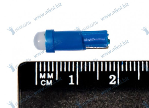 Лампа светодиод 12-1,2 б/ц синяя СОВ диод W2x4.6D NOVA-PRO (уп=10шт)