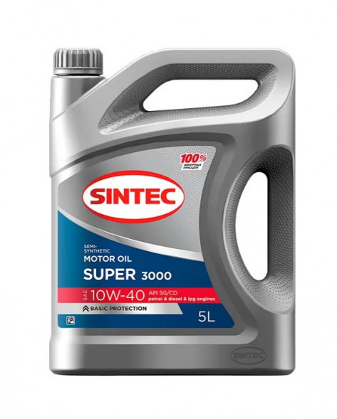 Акция 5л по цене 4л Масло мотор. SINTEC SUPER 3000 SAE 10W40 API SG/CD 5л (1*4шт)