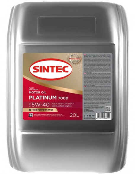 Масло мотор.  5W40 SINTEC PLATINUM 7000 A3/B4  SN/CF  (20л)