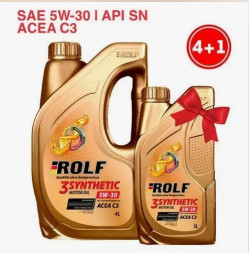 АКЦИЯ 4л + 1л Масло мотор. 5W30 ROLF 3-SYNTHETIC  C3 4л (1*3шт)