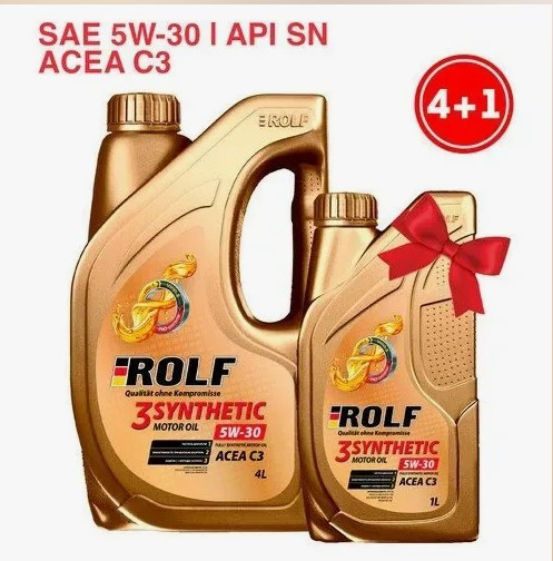 АКЦИЯ 4л + 1л Масло мотор. 5W30 ROLF 3-SYNTHETIC  C3 4л (1*3шт)