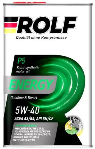 Масло мотор.  5W40 ROLF Energy A3/B4 SN/CF металл (1л) 1*12шт