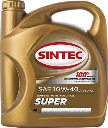 Масло мотор. SINTEC SUPER SAE 10W40  API SG/CD (4л) АКЦИЯ антисептик в подарок 1*4шт