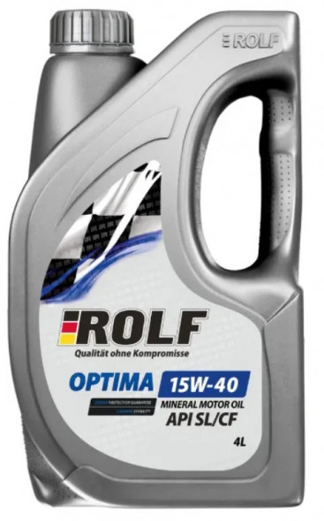 Масло мотор. ROLF. Optima SAE 15W40 API SL/CF пластик (4 л) 1*4шт