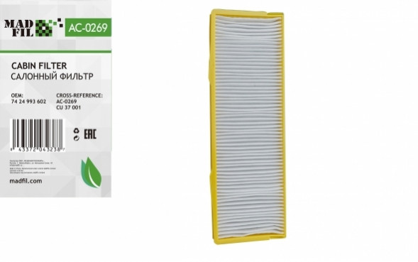 MADFIL Салонный фильтр CU 37 001, 74 24 993 602, шт.